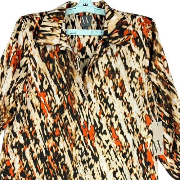 Worthington Women's Pullover Long Sleeve Multicolor Geometric Blouse Size XS NWT - Picture 3 of 11